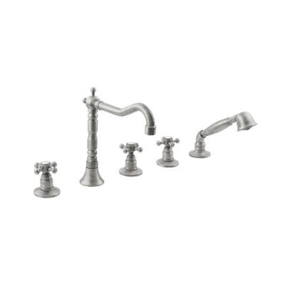 Badrandkraan Sapho Antea 3-kruisgreep Mengkraan Retro Compleet 5-gats Geborsteld Nikkel Badrandkraan Sapho Antea 3-kruisgreep Mengkraan Retro Compleet 5-gats Geborsteld Nikkel