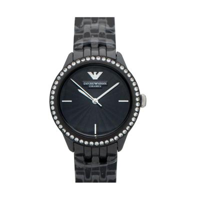 Emporio Armani quartz zwarte wijzerplaat roestvrij stalen dameshorloge AR1478