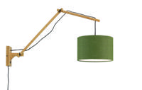 GOOD&MOJO Wandlamp 'Andes' Large, Bamboe en Eco linnen, kleur Groen/Naturel - thumbnail