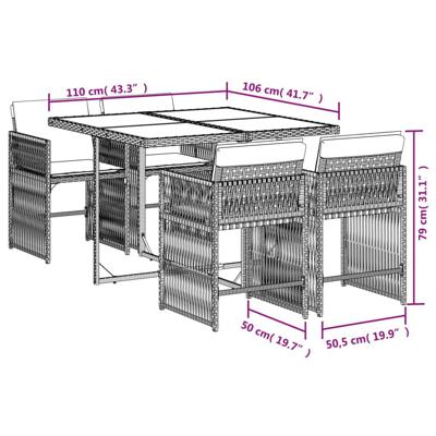 5-delige Tuinset met kussens poly rattan beige - thumbnail
