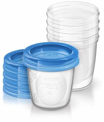 Set van 5 Philips AVENT-bewaarpotten voor moedermelk transparant