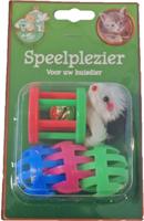 Kattenspeelgoed blisterpak 1 klos 3 ballen en 1 bontmuis Speelplezier-kat Gebr. de Boon - Gebr de boon - thumbnail