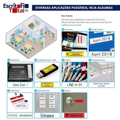 Gelamineerde Tape voor Labelmakers Casio XR-12WE Wit Zwart - thumbnail