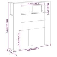 Hoofdeinde met LED 100x18,5x103,5 cm bewerkt hout oud hout - thumbnail