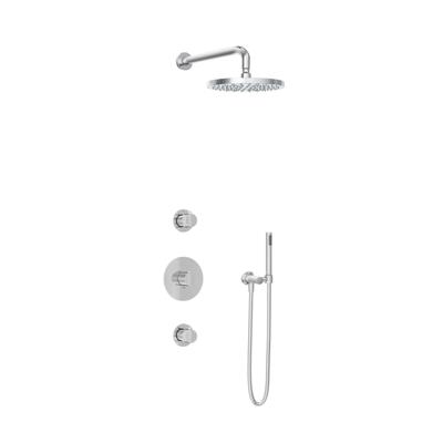 Hotbath Buddy - Inbouw Regendoucheset - 2 Stopkranen - Thermostatisch - Wandarm 35 cm - Hoofddouche 250 mm - Staafhanddouche - Waterbesparend - V01