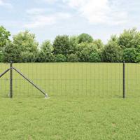 VidaXL Hek met paal grijs 0,6 x 10 m staal en pvc - thumbnail
