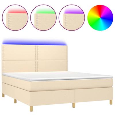 Boxspring met matras en LED stof crèmekleurig 180x200 cm