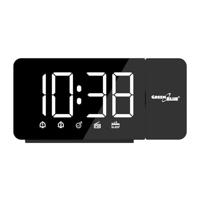 Digitale LED-wekkerradio met GreenBlue-projector, FM-radio, alarm, 12/24-uursklok, voeding USB 5V DC + CR2032, GB172 - thumbnail