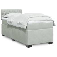 Boxspring met matras fluweel lichtgrijs 90x190 cm - thumbnail