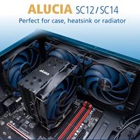 Akasa ALUCIA SC Computer behuizing, Processor Ventilator 14 cm Zwart, Blauw 1 stuk(s) - thumbnail