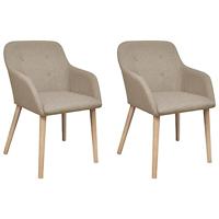 Eetkamerstoelen 2 st stof en massief eikenhout beige - thumbnail