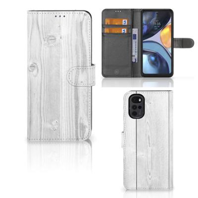 Motorola Moto G22 | Book Style Case | White Wood