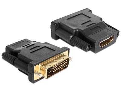 Delock 65466 DVI / HDMI Adapter [1x DVI-stekker 24+1-polig - 1x HDMI-bus] Zwart