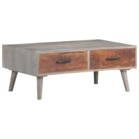 Salontafel 100x60x40 cm massief ruw mangohout grijs - thumbnail