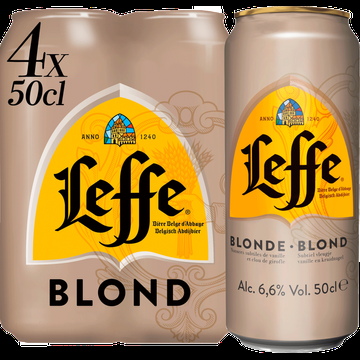 Leffe Blond Belgisch Abdijbier Blik 4 x 500ML bij Jumbo