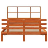 Bed met boekenkast zonder matras grenenhout wasbruin 140x190 cm - thumbnail