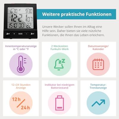 Mebus 25581 Wekker Zwart Alarmtijden 2 2 timertijden - thumbnail