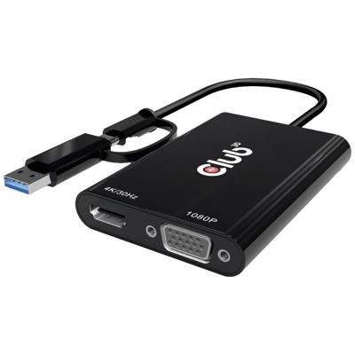 Club 3D USB Gen1 Type-C/-A to Dual HDMI (4K/30Hz) / VGA (1080/60Hz) adapter Club 3D USB Gen1 Type-C/-A to Dual HDMI (4K/30Hz) / VGA (1080/60Hz) adapter