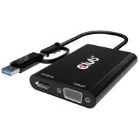 Club 3D USB Gen1 Type-C/-A to Dual HDMI (4K/30Hz) / VGA (1080/60Hz) adapter - thumbnail