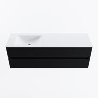 MONDIAZ VICA 150cm badmeubel onderkast Urban 2 lades. Wastafel CLOUD links 1 kraangat, kleur Talc. - thumbnail