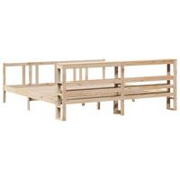 Bedframe met hoofdbord massief grenenhout 200x200 cm - thumbnail