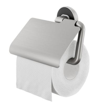 Tiger Cooper Toiletrolhouder - met klep - geborsteld RVS/zwart 800224
