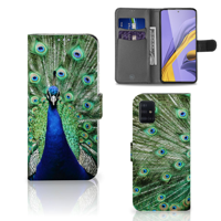 Samsung Galaxy A51 Telefoonhoesje met Pasjes Pauw - thumbnail