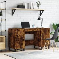 Bureau 140x50x75 cm bewerkt hout gerookt eikenkleurig - thumbnail