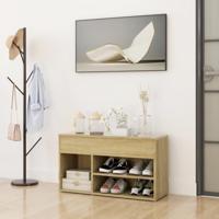 VidaXL Schoenenbank 80x30x45 cm bewerkt hout sonoma eikenkleurig - thumbnail