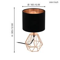 Eglo TafellampCarlton 2 roodkoper met zwart - 95787 - thumbnail