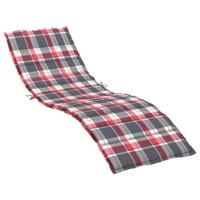 VidaXL Ligbedkussen 200x50x3 cm oxford stof ruitpatroon rood - thumbnail