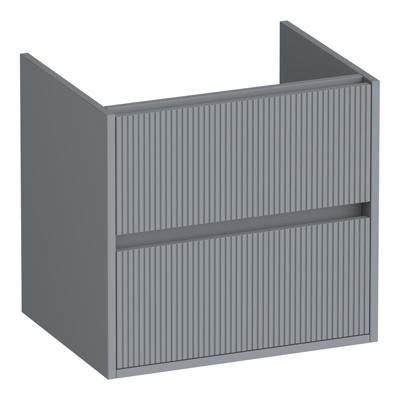 Brauer Adore Wavy - Onderkast - 60 cm - met 2 Softclose Lades Greeploos en 1 Sifon Uitsparing - Mat Grijs