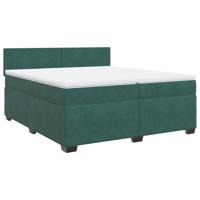Boxspring met matras fluweel donkergroen 200x200 cm - thumbnail