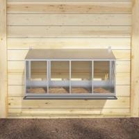 Kippennestkast met 4 vakken gegalvaniseerd metaal zilverkleurig - thumbnail