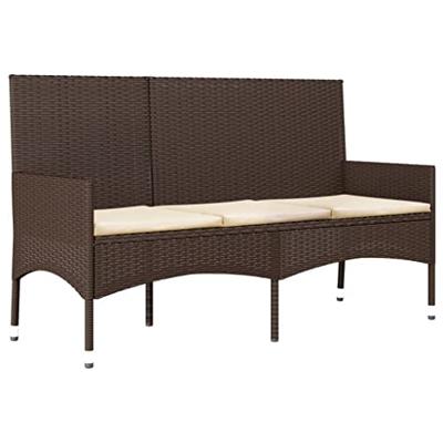 4-delige Loungeset met kussens poly rattan bruin 4-delige Loungeset met kussens poly rattan bruin