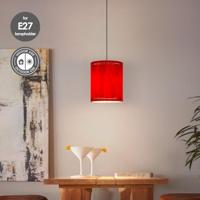 Papieren Gevouwen Lampenkap - Cilindrisch - Rood - ø20 x 24 cm - E27 fitting - Voor Tafellampen - Ontworpen voor woonkamer en eetkamer - thumbnail