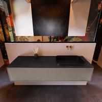 Badkamermeubelset Mondiaz Erin 150 cm met 1 Lade met RIDGE Wastafel Rechts Urban Zonder Kraangaten Greeploos Mat Smoke - thumbnail