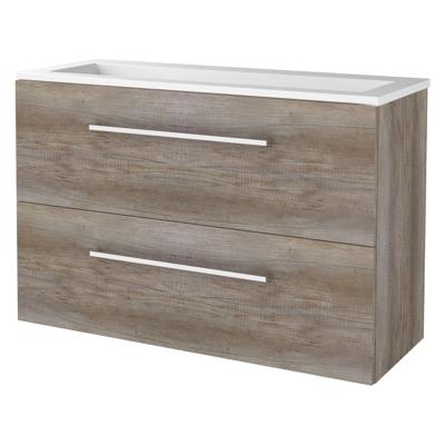 Badmeubelset BWS Salt 100x39cm Met Grepen 2 Lades Met Wastafel Acryl Scotch Oak