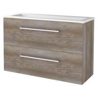 Badmeubelset BWS Salt 100x39cm Met Grepen 2 Lades Met Wastafel Acryl Scotch Oak - thumbnail