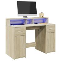 Bureau met LED-verlichting 120x55x91 cm hout sonoma eikenkleur - thumbnail