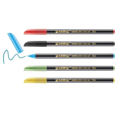 Edding glitter viltstift e-1200, assorti, set van 5 stuks