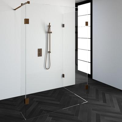 Sanituba Complete Profielloze Inloopdouche Reversed 100x140/30cm koper Sanituba Complete Profielloze Inloopdouche Reversed 100x140/30cm koper