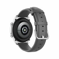 By Qubix - Compatible met Garmin Forerunner 255 - Classic leren bandje - Grijs - leather - Compatible Garmin bandje - Bandbreedte: 22mm - thumbnail