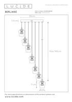 Lucide BERLIANE - Hanglamp - Ø 39 cm - LED Dimb. - 7x4W 2700K - Met vervangbare LED-module - Transparant | Essential - thumbnail