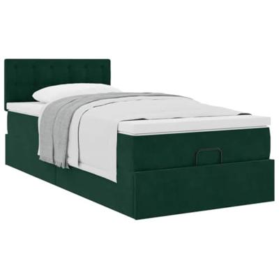 Ottoman bed met matras 100x200 cm fluweel donkergroen