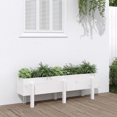 VidaXL Plantenbak verhoogd 121x30x38 cm massief grenenhout wit