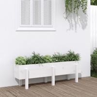 VidaXL Plantenbak verhoogd 121x30x38 cm massief grenenhout wit - thumbnail