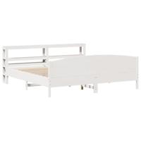 Bedframe zonder matras massief grenenhout wit 180x200 cm - thumbnail