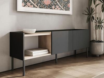 Tv-meubel JULIE 2 deuren acacia/zwart