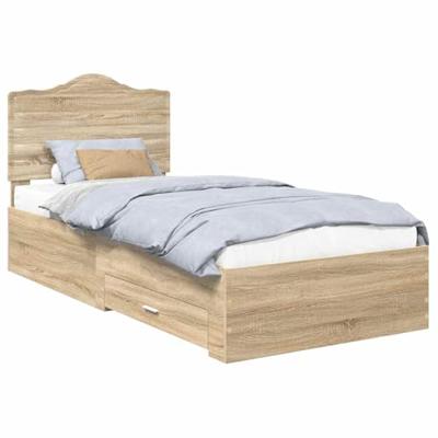 Bedframe met hoofdeinde Sonoma Eiken 90 x 190 cm Bewerkt hout